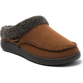 Dearfoams Marshall Microsuede Moccasin Toe Clog Slipper in Chestnut at Nordstrom, Size X-Large