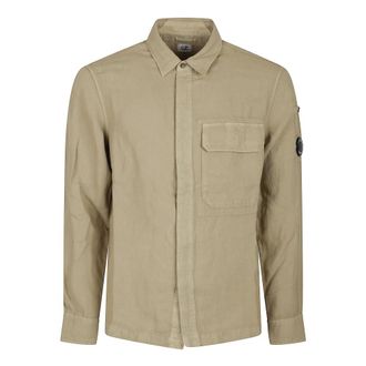 C.P. Company Lens Overshirt - Heren - Casual Overhemden - Beige - M - Katoen - Overhemden