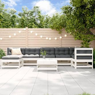 vidaXL Juego De Muebles De Jard&iacute;n 8 Piezas Madera Maciza Pino Blanco Vidaxl