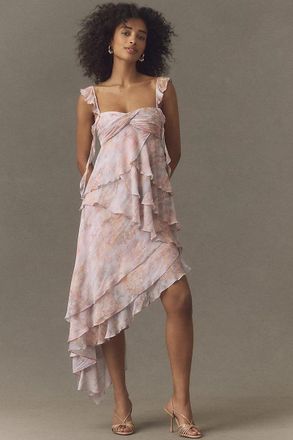 BHLDN Ruffle Chiffon Midi Dress