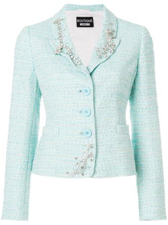 Moschino versierde tweed blazer - Blauw