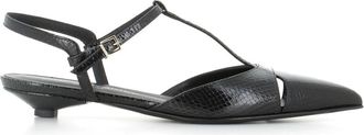 Sergio Levantesi Schoenen, Dames, Zwart, 37 1/2 EU, Leer, Zwarte Python Leren T-Strap Ballerinas