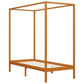 Berkfield Home Canopy Bed Frame Honey Brown Solid Pine Wood 90x200 cm