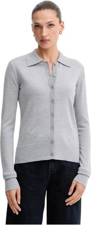 Patrizia Pepe Cardigan met kraag - Dames - Vesten - Grijs - S - Wol - Truien & Vesten