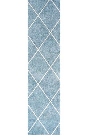 Jonathan Y Designs Cole Minimalist Diamond Trellis Area Rug in Light Blue/white at Nordstrom, Size 5Ft 0In X 8Ft 0In