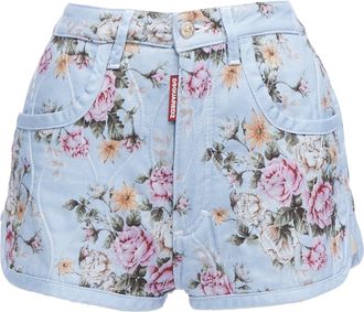 Dsquared2 Floral Quilted Cotton High Waisted Bloomer Shorts