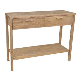 NATYAL Mesa de recibidor de madera en tono roble con 2 cajones y balda 80cm