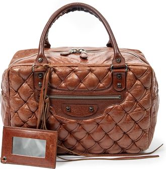 Balenciaga Pre-owned Womens Matelasse Bowler Tote Shoulder Bag - Brown - One Size