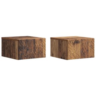 vidaXL Mesa Lateral Montada En La Pared 2 Pcs Madera Envejecida Vidaxl