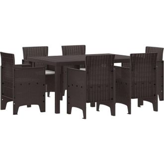 vidaXL vidaXL Garden Dining Set 7 pcs Brown Polt rattan