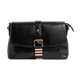 John Richmond Tassen, Dames, Zwart, ONE Size, Schoudertas met Klep en Metalen Gesp