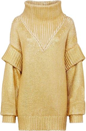 Philipp Plein Maxi Pullover Hexagon - Dames - Coltruien - Geel - L - Wol - Truien & Vesten