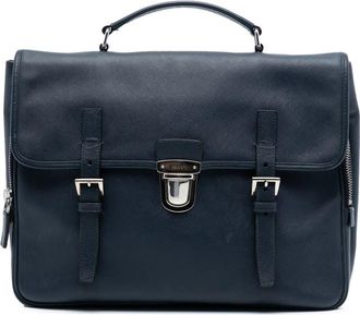 Prada Pre-owned Prada Saffiano Double Buckle Briefcase 89QBGGAYVLNLAIBJ