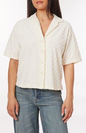 Scotch & Soda Terry Cloth Camp Shirt in Soft Ice at Nordstrom, Size X-Large
