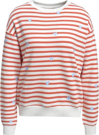 Smith & Soul Sweatshirt SMITH & SOUL, Damen, Gr. XXL, mandarin rot, Sweatware, Obermaterial: 80% Baumwolle, 20% Modal, bedruckt, gestreift, relaxed fit normal, Run