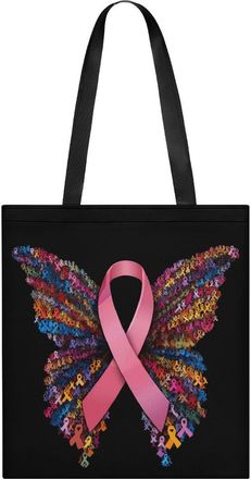 Generic Breast Cancer Rainbow Ribbon Butterfly Tote Bag for Women Men Shoulder Bags Purses Pouch Handbags