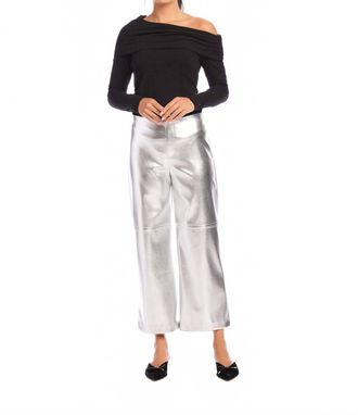 Fifteen Twenty Faux Leather Cropped Pants In Silver