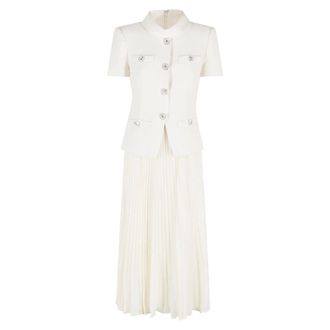 Self Portrait Midi Dresses, female, White, Size: 2XS Collared Boucle Midi Dress