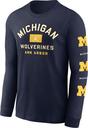 Nike Jordan Michigan Campus Classic Location Nike Mens College Long-Sleeve T-Shirt in Blue | NKAC41SMWN-VKZ