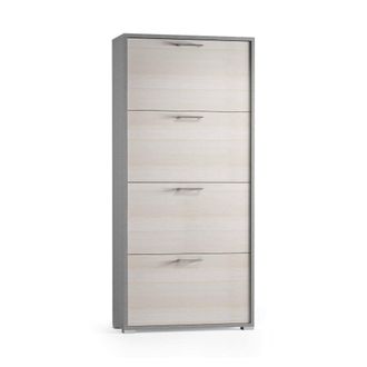 Dmora Zapatero Rosa, Mueble De Entrada Polivalente Con 4 Puertas Abatibles, Zapatero De Doble Profundidad, 100% Made In Italy, Cm 67x28h147, Alerce, Con Emb