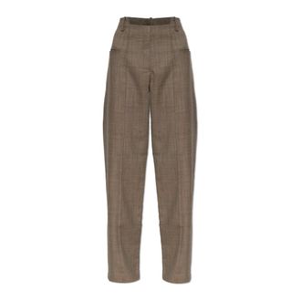 Ganni Broeken, Dames, Bruin, XS, Wol, Gestreepte Broek
