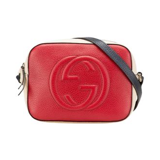Gucci Pre-owned Small Tricolor Leather Soho Disco Crossbody Bag - Dames - Pre-owned - Rood - Maat: ONE Size Leer