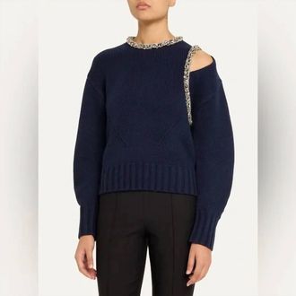 Jonathan Simkhai Monroe Embellished Pullover In Blue