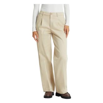 Guess Wide Trousers, female, White, Size: W28 Pleated Wide-Leg Trousers