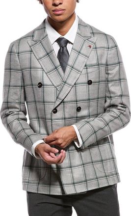 Isaia Domenico Double-Breasted Wool, Silk & Linen-Blend Sport Jacket