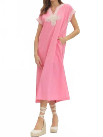 Entro Linen Midi Dress In Pink