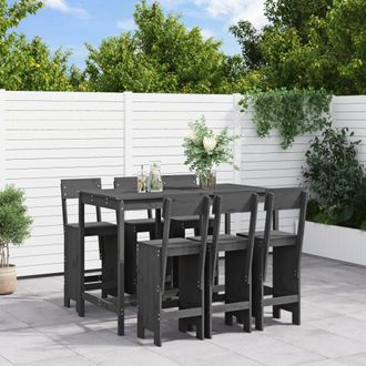 vidaXL Set De Mesa Y Taburetes Altos Jard&iacute;n 7 Piezas Madera Pino Gris Vidaxl