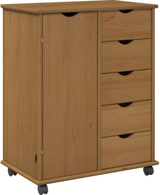 vidaXL Gabinete Rodante 63,5 X 39 X 79 Cm Madera De Pino Macizo Vidaxl