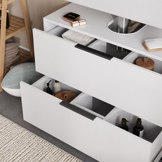 Vicco Mueble Bajo Lavabo Alina, Blanco, 80 X 60 Cm Con 2 Cajones, Vicco