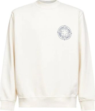 Stone Island Compass Graphic Crewneck Sweatshirt - Heren - Sweatshirts - Beige - XL - Katoen - Hoodies & sweatvesten