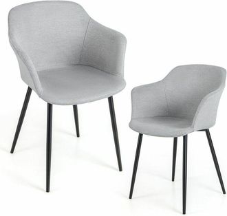 Costway Costway - Set of 2 Dining Chairs Upholstered Armless Accent Chair With Ergonomic Backrest