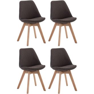 Clp Clp - Set De 4 Sillas Borneo Para Comedor En Tela Gris Oscuro Natural