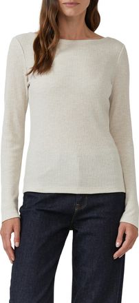 s.Oliver Langarmshirt S.OLIVER, Damen, Gr. 34, light beige melange, Strick, Obermaterial: 65% Polyester, 35% Viskose, unifarben, normal h&uuml;ftbedeckend, U-Boot-A