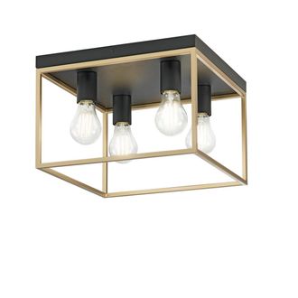 Luce-Ambiente-Design Plafonera Kimera en Metal Negro y Oro 4 Luces