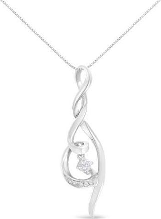 House of Brilliance Espira 10K White Gold 1/10 cttw Diamond Swirl Pendant Necklace at Nordstrom
