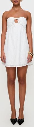 Princess Polly Rosenberg Strapless Jacquard Babydoll Minidress in White at Nordstrom, Size 10