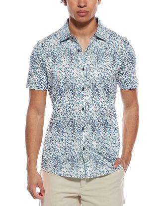 Raffi Leaf Print Button Shirt
