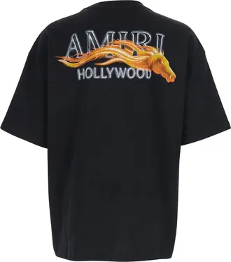 Amiri Mens T-Shirt Black Logo Print Cotton T-Shirts And Polos