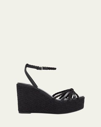 Jimmy Choo London 100mm Dree Leather Espadrille Wedge Sandals