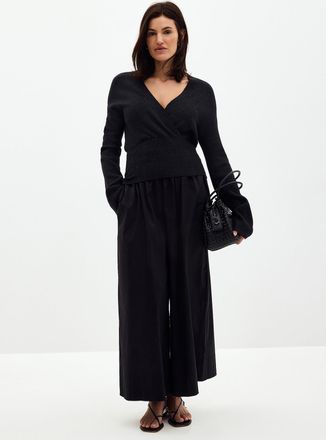 Contemporaine Womens Ribbed crossover sweater