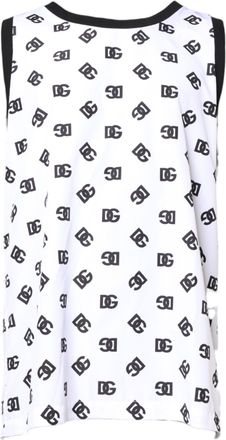Dolce & Gabbana White Polyester Sleeveless DG Logo Mens T-shirt