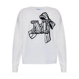 Max Mara Zurlo Sweater - Dames - Ronde hals truien - Wit - M - Wol - Truien & Vesten