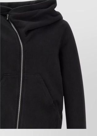 Rick Owens cotton asymmetric zip-up hooded jacket