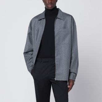 Prada Gray wool overshirt with zip