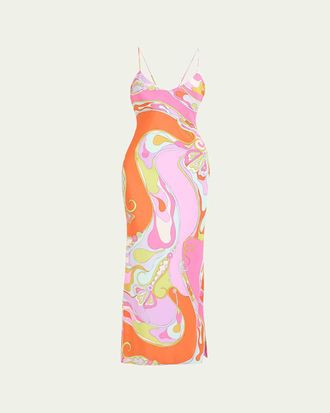 Pucci Orchidee Silk Crepe De Chine Maxi Dress