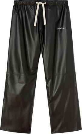 Palm Angels logo-print leather track pants - men - Leather/Viscose/Cotton - 52 - Black